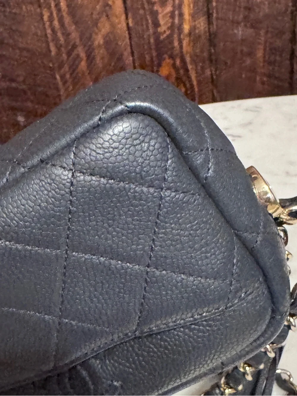 Chanel Mini Coco Tassel Camera Bag Navy Caviar Gold Chain – Like New